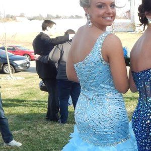Sherri Hill Light Blue Prom Dress